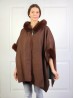 Plush Wool Feeling Hooded Cape W/ Button